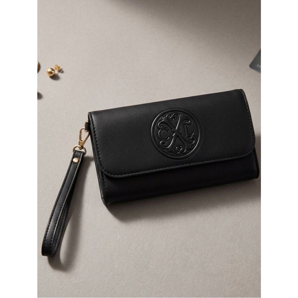 CXL Christian Lacroix Park Smooth Black Small Clutch Wristlet Wallet